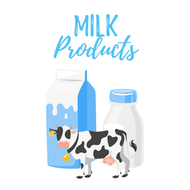 dairy products: milk packing - Vetor, Imagem