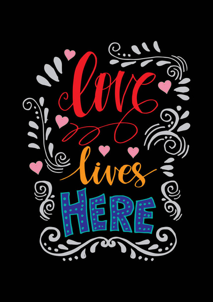Love lives here hand written lettering - Photo, Image
