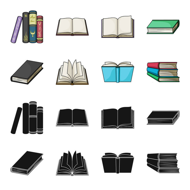 verschiedene Arten von Büchern. Bücher setzen Sammlung Symbole in schwarz, Cartoon-Stil Vektor Symbol Stock Illustration Web. - Vektor, Bild