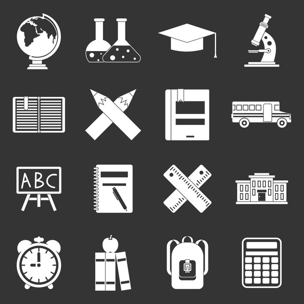 School icons set grey vector - Vector, Image
