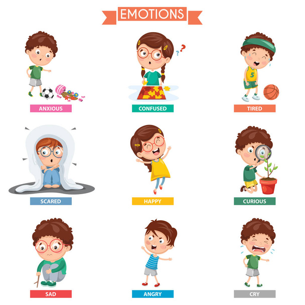 Ilustração vetorial de emoções infantis
 - Vetor, Imagem