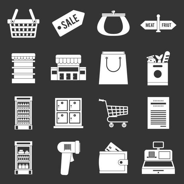 Supermarket icons set grey vector - Vettoriali, immagini
