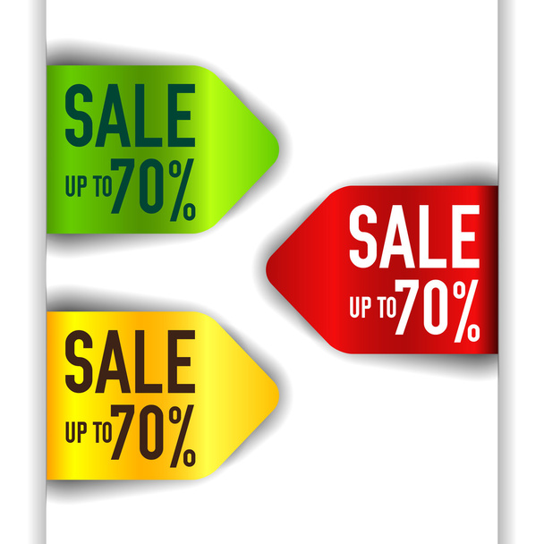 Vector green, red and yellow element - discount point, sale up to 70 per cent - Vektor, kép