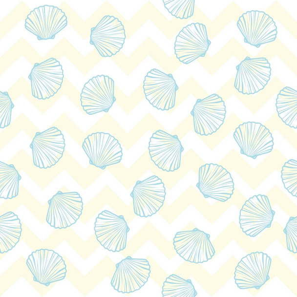 Hand drawn vector illustrations - seamless pattern of seashells. Marine background. - Διάνυσμα, εικόνα