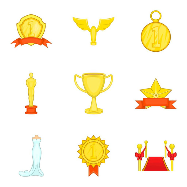 Grand award icons set, cartoon style - Vector, Image