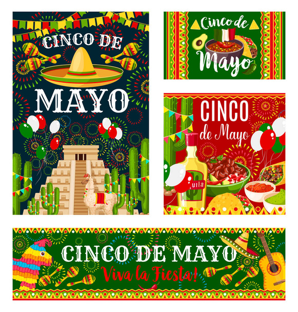 Мексиканский праздничный баннер Синко-де-Майо
 - Вектор,изображение