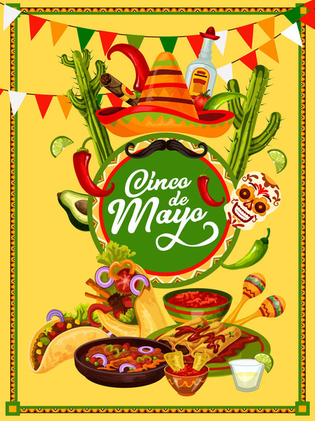 Festa del Cinco de Mayo cibo e bevande banner
 - Vettoriali, immagini