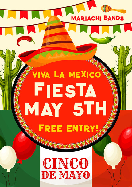 Mexikói meghívó Cinco de Mayo nyaralás - Vektor, kép