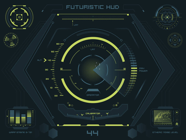 Interfaz de usuario futurista con pantalla táctil HUD
 - Vector, Imagen
