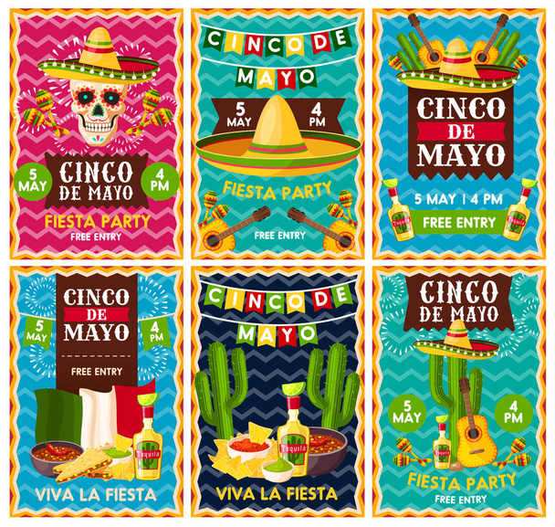 Cinco de Mayo mexican fiesta party banner design - Διάνυσμα, εικόνα