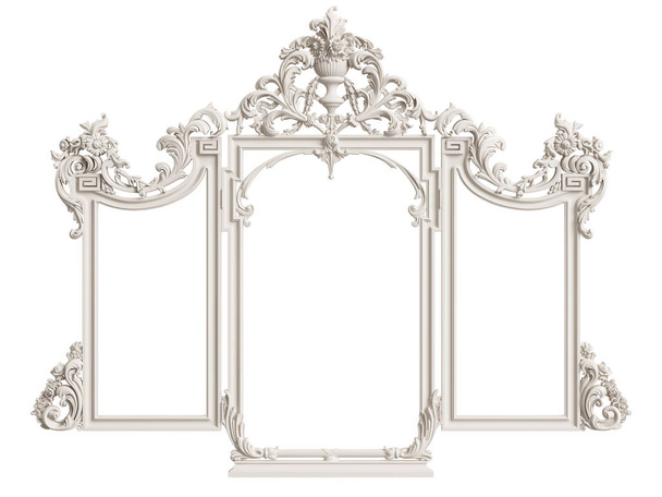 Classic mirror frame isolated on white background.Digital illustration.3d rendering - Fotografie, Obrázek