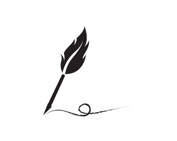Перо перо написать знак логотипа шаблона иконки приложения - Вектор,изображение