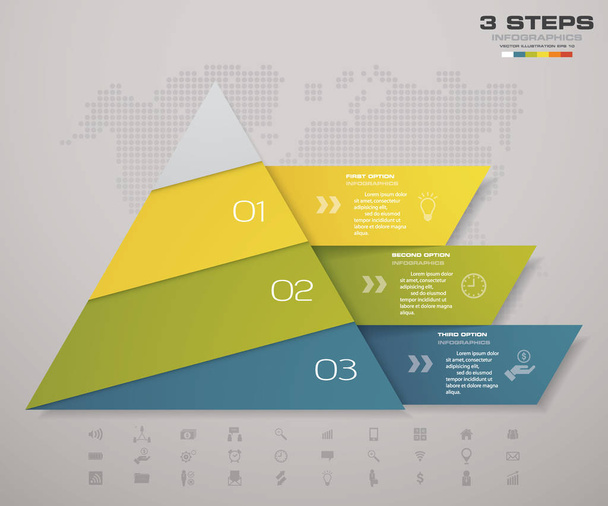 3 steps pyramid with free space for text on each level. infographics, presentations or advertising. EPS10. - Вектор,изображение