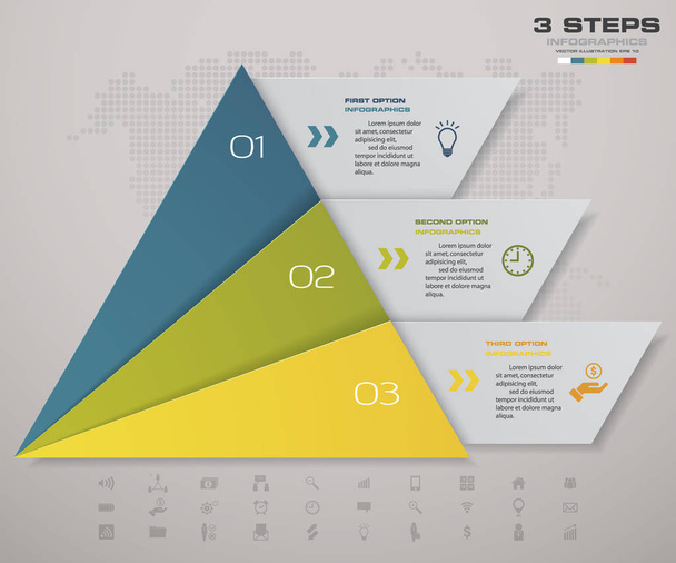 3 steps pyramid with free space for text on each level. infographics, presentations or advertising. EPS10. - Вектор,изображение