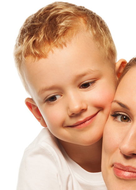 Close-up of small boy with mother - Photo, image