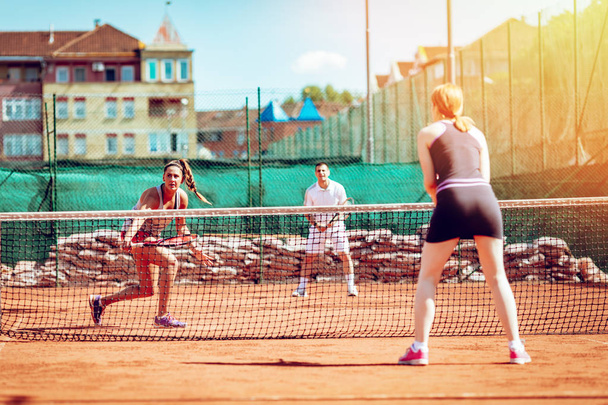 Friends On Tennis Training - Photo, Image