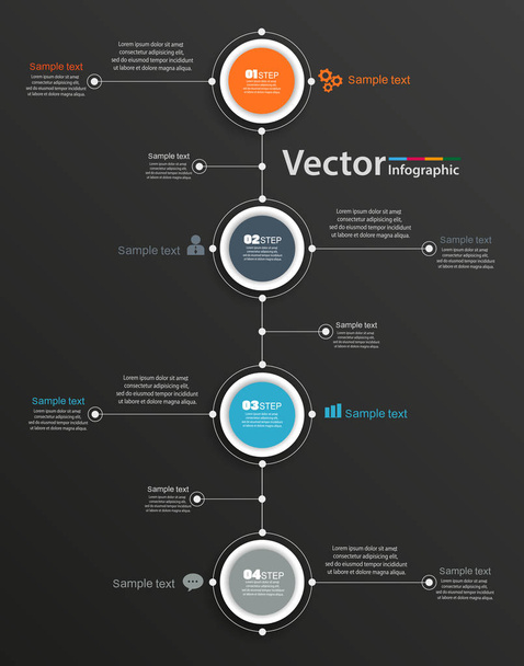 Abstract infographics number options template with five steps on black background. Can be used for workflow layout, diagram, business step options, banner, web design. Vector eps 10 - Vektor, Bild