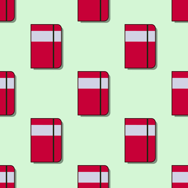 Seamless school pattern with red notebooks flat vector illustration - ベクター画像