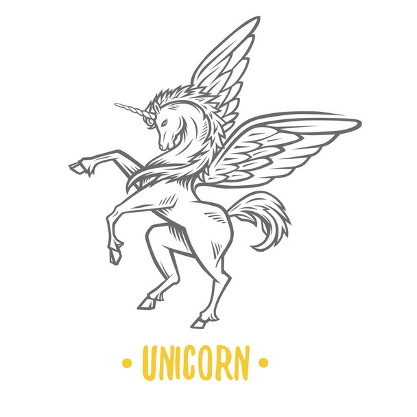 Unicorno fantasy isolato su sfondo bianco
 - Vettoriali, immagini