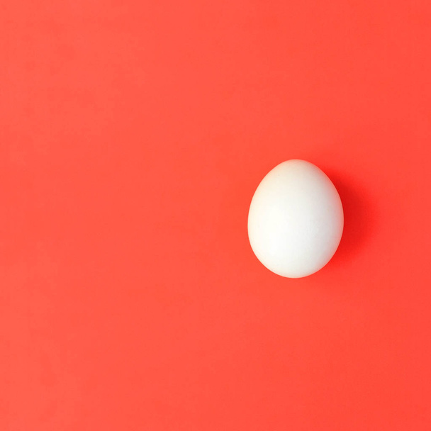 Parlak kırmızı bir arka plan üzerinde bir beyaz yumurta - Fotoğraf, Görsel