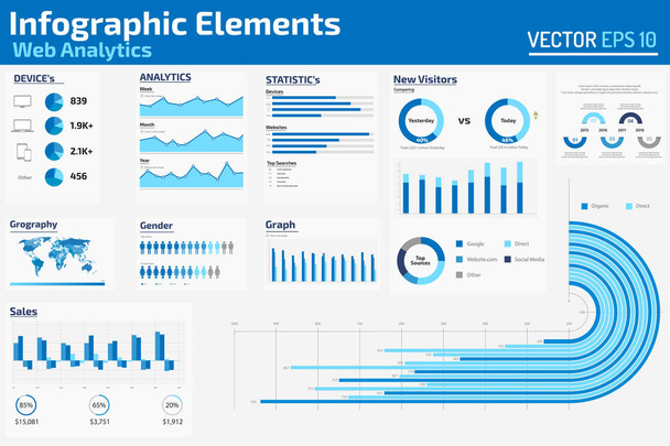 infographic Elements Web Analytics - Διάνυσμα, εικόνα