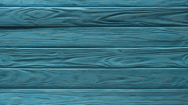 ターコイズに塗られた木製のフェンス水平板背景 - 写真・画像