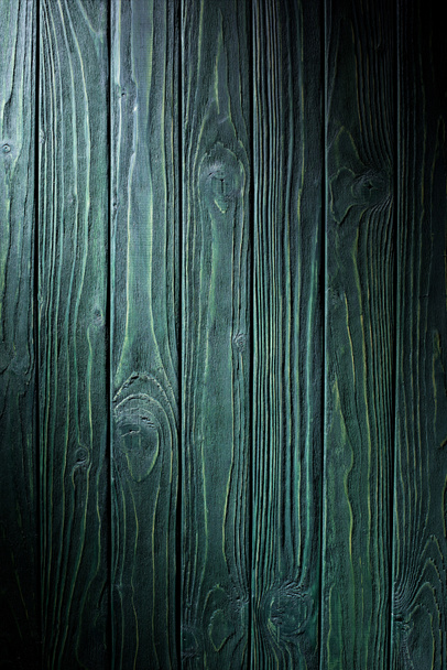 Wooden planks painted in green background - Photo, Image