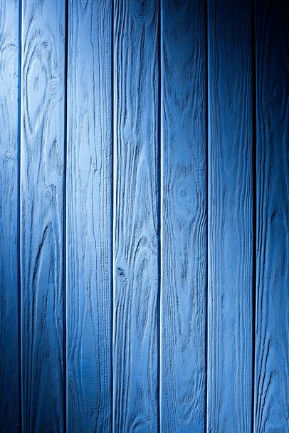 Wooden fence planks background painted in cyan - Photo, Image