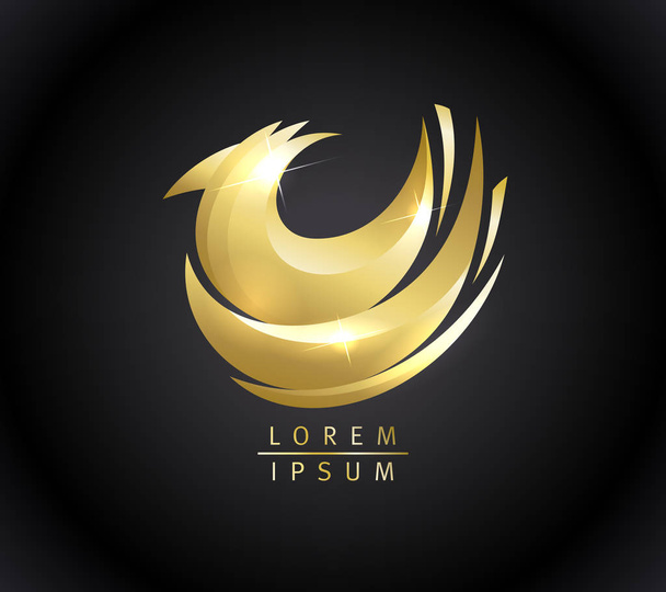 Golden hen logo design concept, - Vetor, Imagem