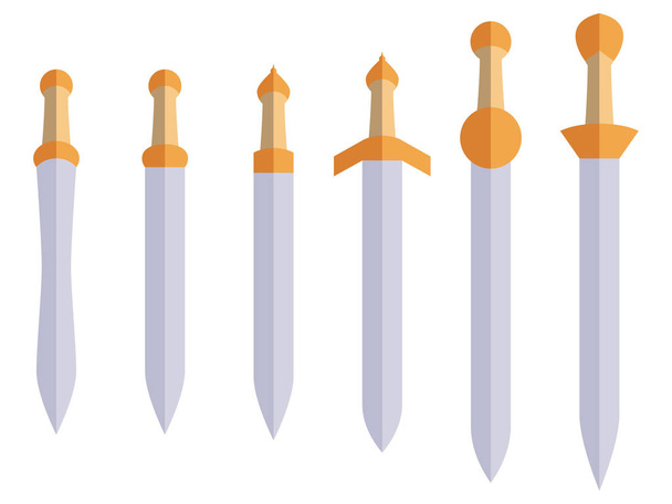 Espadas planas isoladas sobre fundo branco. Armas do Império Romano, gladius. Ilustração vetorial
 - Vetor, Imagem