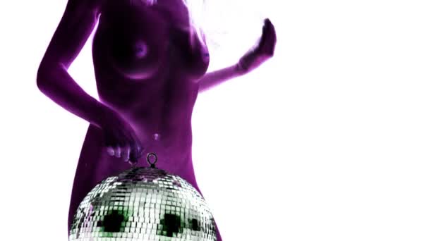 Sexy γυναικείος χορός, τόπλες με discoball - Πλάνα, βίντεο
