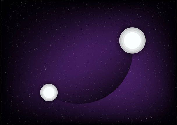 Flat moon on purple space background with star. Abstract science - Vector, Image