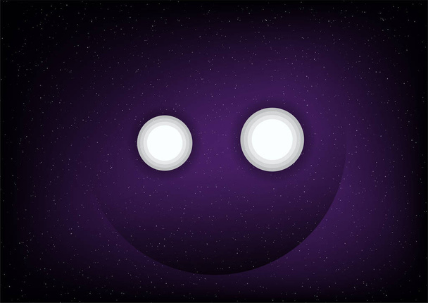 Плоская луна на фиолетовом фоне со звездой. Абстрактные науки
 - Вектор,изображение