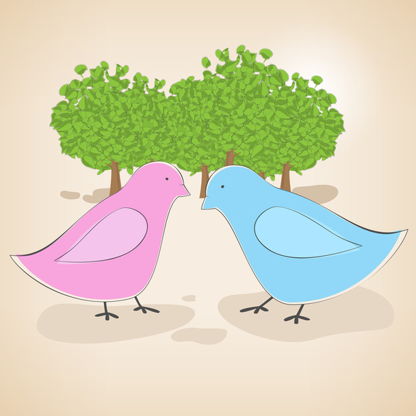 Vector illustration of birds couple in love. - Vector, Image
