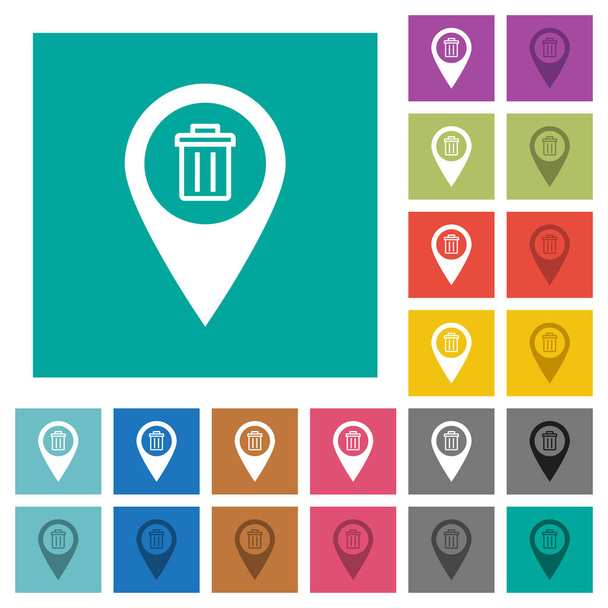 Delete GPS map location square flat multi colored icons - Vector, Image