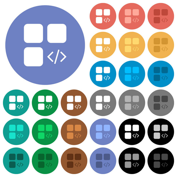 Component programming round flat multi colored icons - Vector, Image