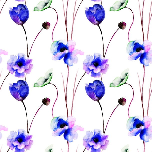 Seamless pattern with Decorative summer flowers - Foto, immagini