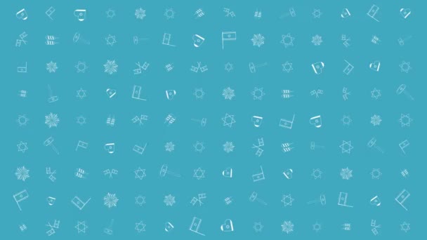 Den nezávislosti Izraele holiday flat design animace pozadí s tradiční ikony symbolech - Záběry, video