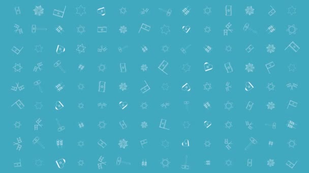 Den nezávislosti Izraele holiday flat design animace pozadí s tradiční ikony symbolech - Záběry, video
