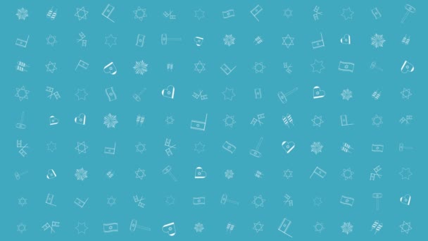 Israel Día de la Independencia vacaciones plano diseño animación fondo con símbolos de iconos esquema tradicional
 - Imágenes, Vídeo