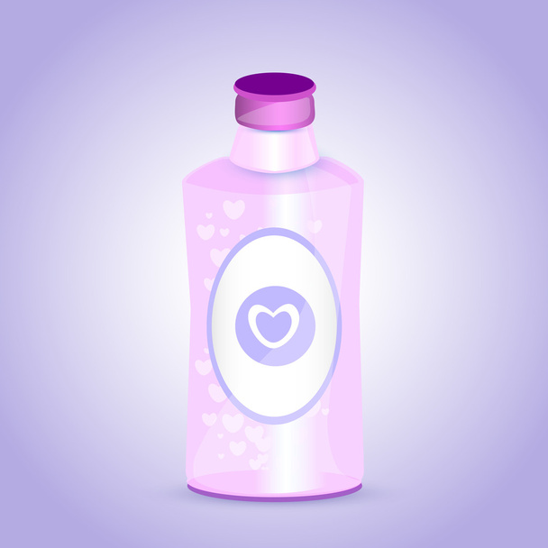 Pink bottle with hearts. - Vector, Image