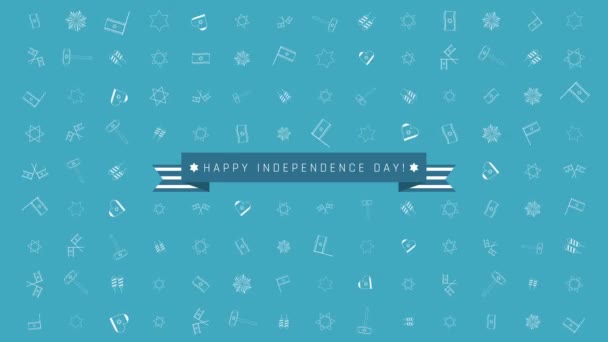 Den nezávislosti Izraele holiday flat design animace pozadí s tradiční ikony symbolech a anglický text - Záběry, video