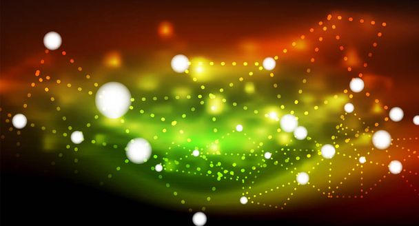Błyszczące gwiazdy, neon świecące cyfrowy podłączony światła kropki - Wektor, obraz