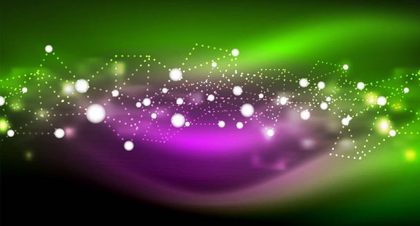 Lesklé hvězdy zářící neon digital připojené světelné tečky - Vektor, obrázek