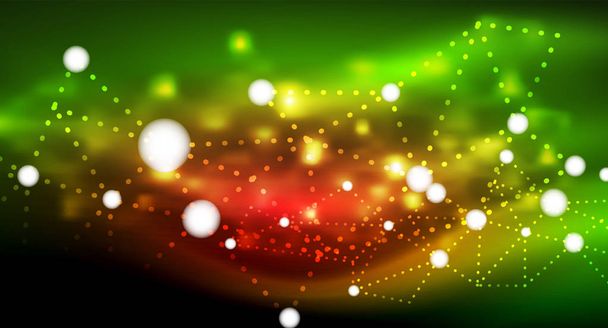 Блестящие звезды, неоновые светящиеся цифровые точки света
 - Вектор,изображение