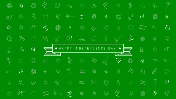 Israel Independence Day holiday flat design animation background with traditional outline icon symbols and english text - Footage, Video