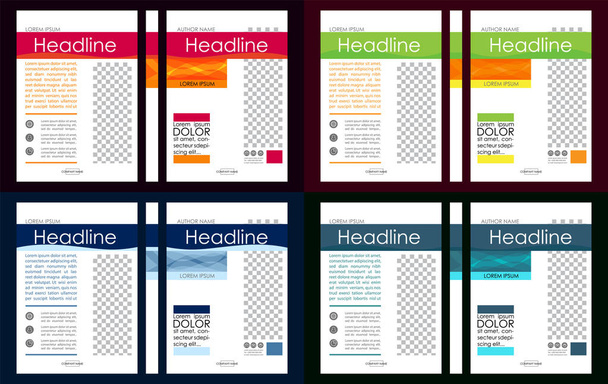 Colorful set of A4 Business Book Cover Design Templates. Good fo - Vektör, Görsel