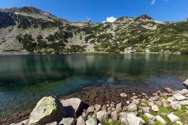 Niesamowity krajobraz z ryb Banderitsa jeziora, góry Pirin, Bułgaria - Zdjęcie, obraz