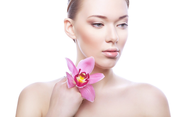 healthy woman with flower - Photo, Image