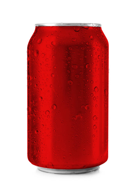 Red can on white background - Photo, Image